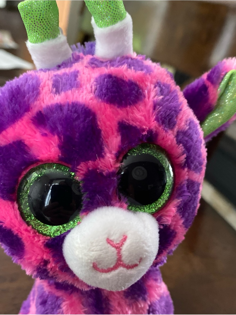 Ty Gilbert Pink & Purple Giraffe Plush with Green Accents - Picture 2 of 2